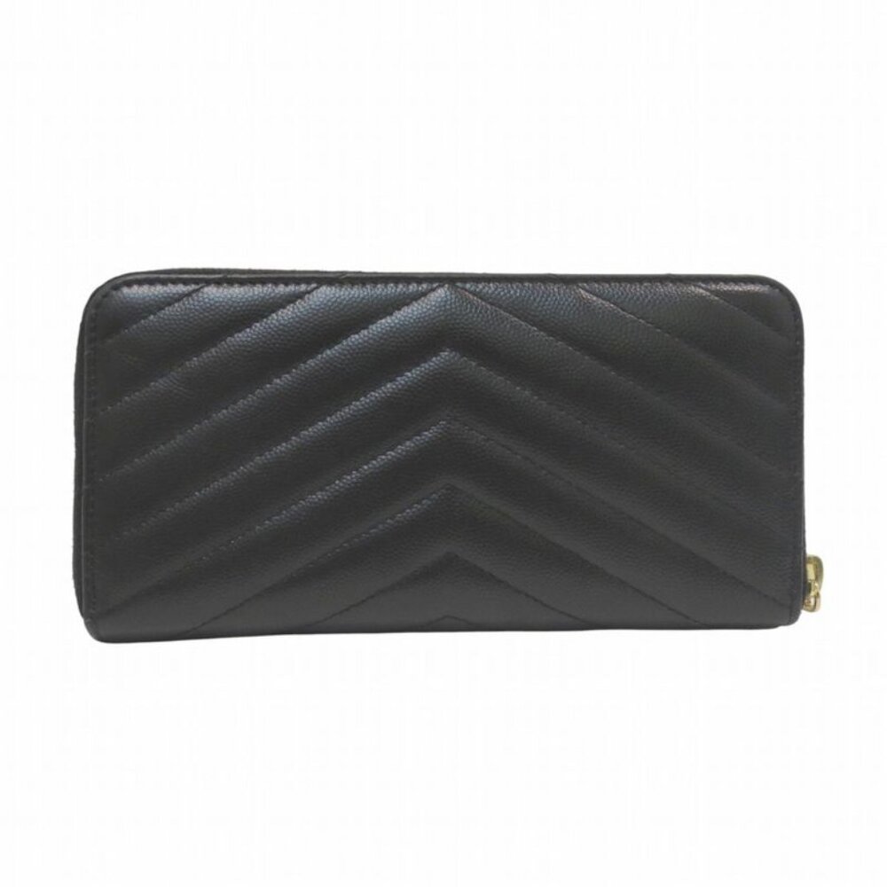 Saint Laurent Yves Stitch Zip Around Monogram YSL Wallet Leather - Picture 2 of 9